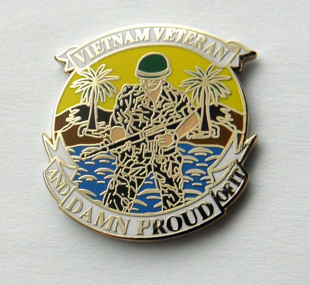Vietnam Vet Combat Veteran Usa And Damn Proud Of It Lapel Pin Badge 1