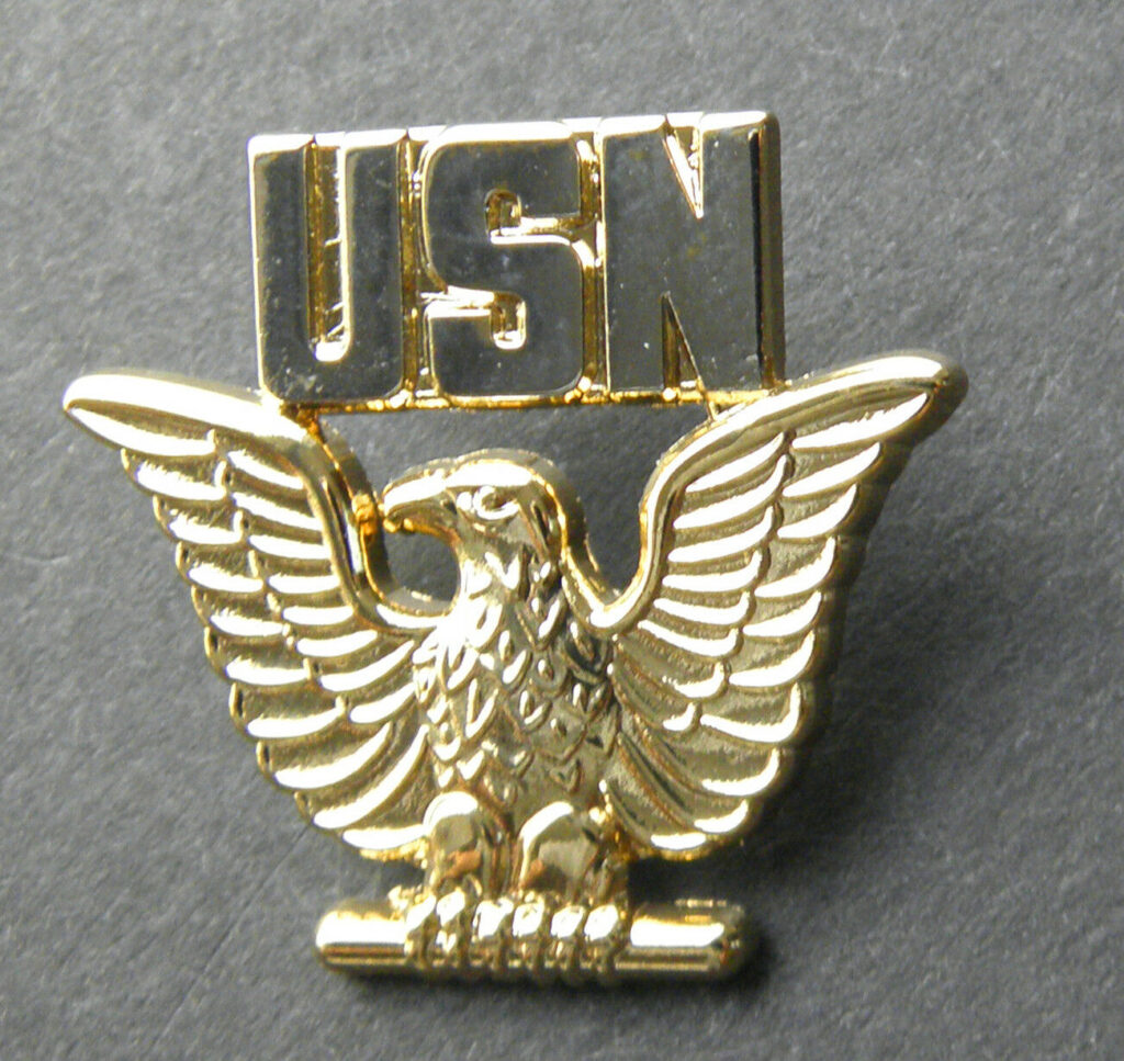 Us Navy Usn Enlisted Gold Silver Colored Eagle Lapel Pin Badge 1 Inch Cordon Emporium 