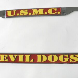 USMC DEVIL DOGS MARINE US MARINES CHROME PLATED LICENSE PLATE FRAME 6X12 INCHES 