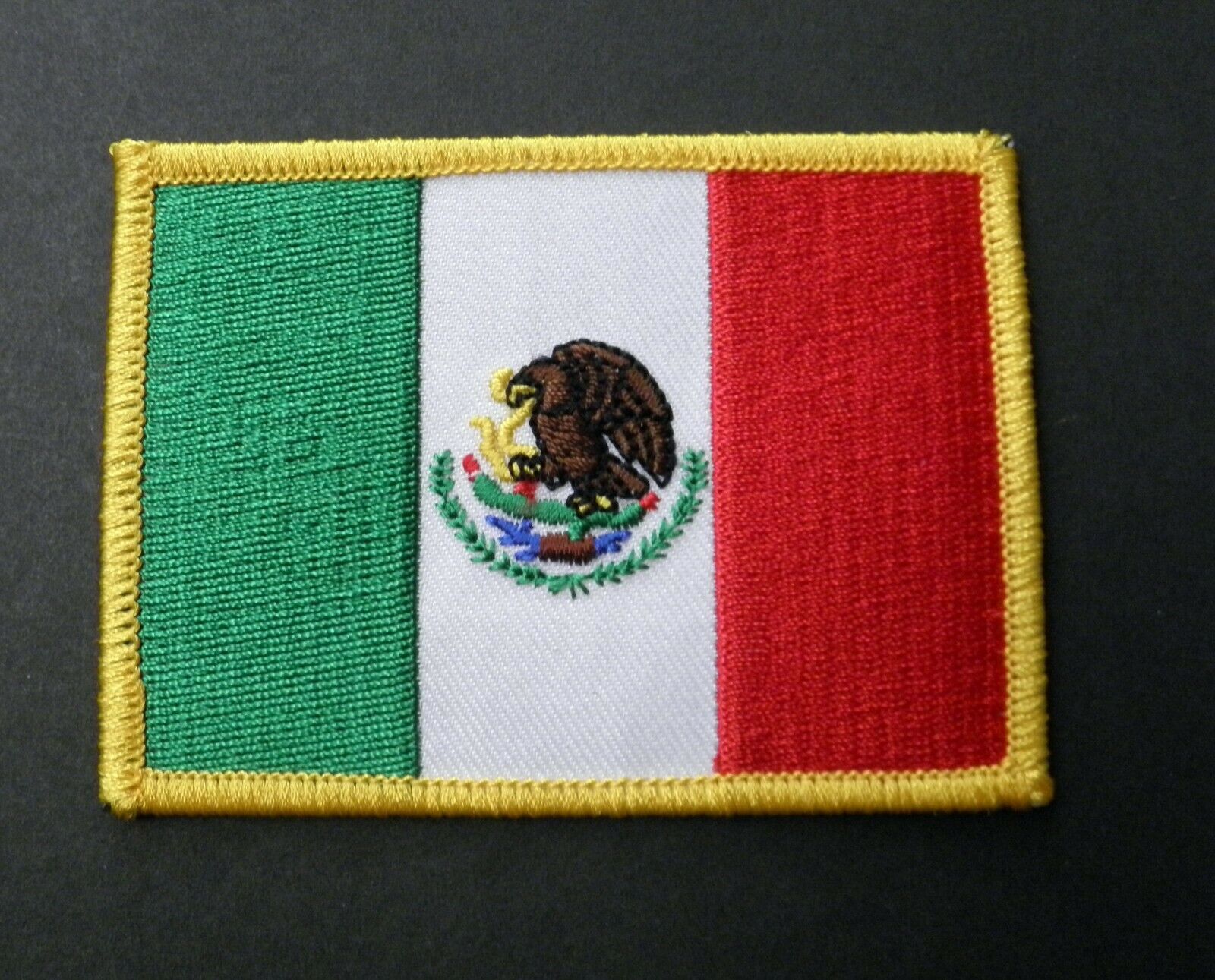 MEXICO MEXICAN FLAG EMBROIDERED SHOULDER PATCH 3.5 X 2.5 INCHES